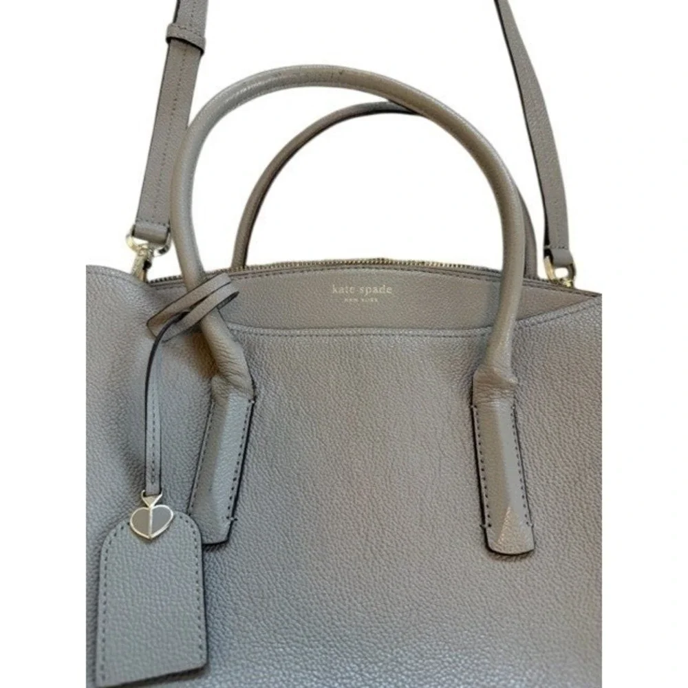 Kate Spade Margaux Satchel Cloud Taupe Leather Crossbody Shoulder Bag Medium